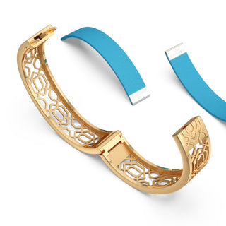 Turquoise Blue Peranakan Grace - Slim Bangle - Gold Vermeil