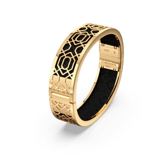 Obsidian Black Peranakan Grace - Slim Bangle - Gold Vermeil
