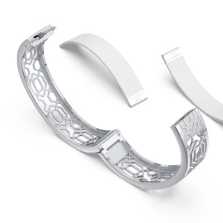 Lychee White Peranakan Grace - Slim Bangle - Sterling Silver
