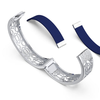 Midnight Blue Peranakan Grace - Slim Bangle - Sterling Silver
