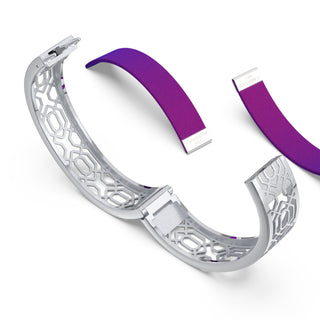 Orchid Purple Peranakan Grace - Slim Bangle - Sterling Silver