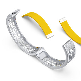 Pineapple Yellow Peranakan Grace - Slim Bangle - Sterling Silver