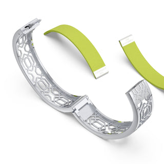 Pomelo Green Peranakan Grace - Slim Bangle - Sterling Silver