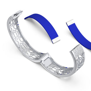 Royal Blue Peranakan Grace - Slim Bangle - Sterling Silver