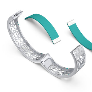 Shophouse Teal Peranakan Grace - Slim Bangle - Sterling Silver