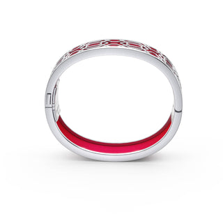 Dragonfruit Pink Peranakan Grace - Slim Bangle - Sterling Silver