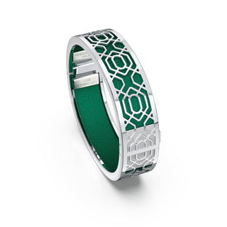 Emerald Green Peranakan Grace - Slim Bangle - Sterling Silver