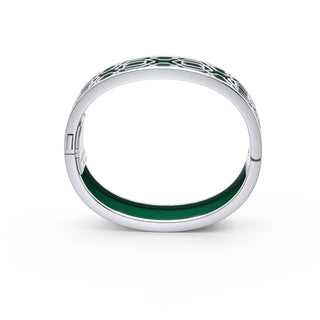 Emerald Green Peranakan Grace - Slim Bangle - Sterling Silver