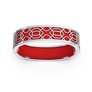 Firecracker Red Peranakan Grace - Slim Bangle - Sterling Silver