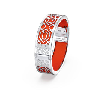 Lava Orange Peranakan Grace - Slim Bangle - Sterling Silver