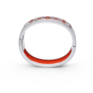 Lava Orange Peranakan Grace - Slim Bangle - Sterling Silver