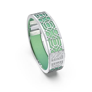 Palm Tree Green Peranakan Grace - Slim Bangle - Sterling Silver