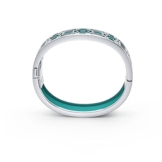 Shophouse Teal Peranakan Grace - Slim Bangle - Sterling Silver