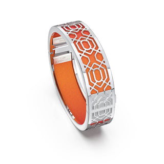 Sunset Orange Peranakan Grace - Slim Bangle - Sterling Silver