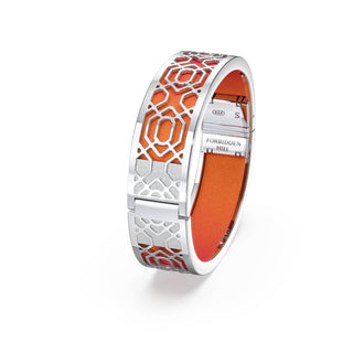 Sunset Orange Peranakan Grace - Slim Bangle - Sterling Silver