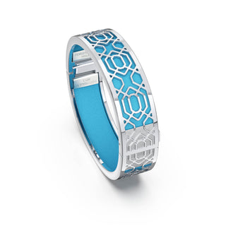 Turquoise Blue Peranakan Grace - Slim Bangle - Sterling Silver