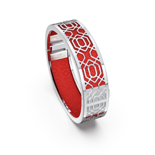 Dragon Red Peranakan Grace - Slim Bangle - Sterling Silver