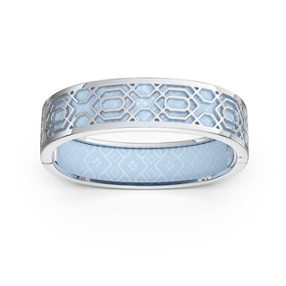 Mist Blue Peranakan Grace - Slim Bangle - Sterling Silver