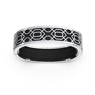 Obsidian Black Peranakan Grace - Slim Bangle - Sterling Silver