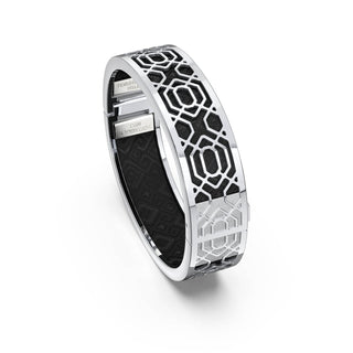 Obsidian Black Peranakan Grace - Slim Bangle - Sterling Silver