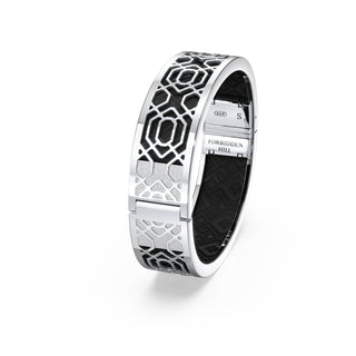 Obsidian Black Peranakan Grace - Slim Bangle - Sterling Silver