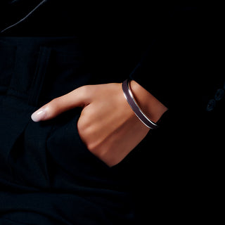 Deep Plum Edge Bangle - Sterling Silver