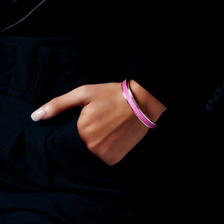 Guava Pink Edge Bangle - Sterling Silver