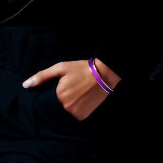 Orchid Purple Edge Bangle - Sterling Silver
