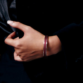 Mangosteen Red Edge Bangle - Sterling Silver