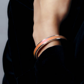 Crossandra Orange Edge Bangle - Sterling Silver