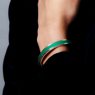 Python Green Edge Bangle - Sterling Silver
