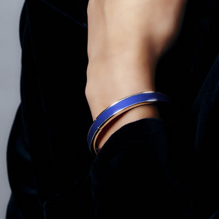 Royal Blue Edge Bangle - Sterling Silver