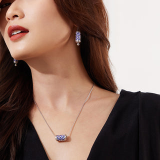 Shophouse Pink Huế - Silk Earrings - Sterling Silver