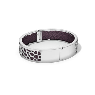 Kopi-O Brown Hexagon Coral - Slim Bangle - Rhodium