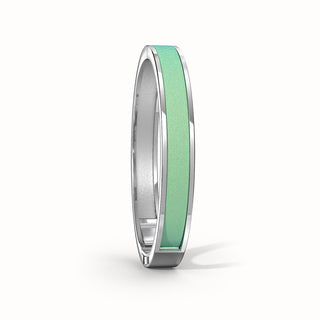 Palm Tree Green Edge Bangle - Sterling Silver