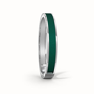 Emerald Green Edge Bangle - Sterling Silver