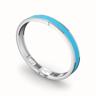 Turquoise Blue Edge Bangle - Sterling Silver
