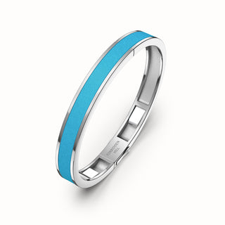 Turquoise Blue Edge Bangle - Sterling Silver