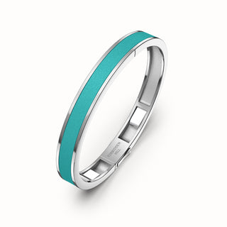 Shophouse Teal Edge Bangle - Sterling Silver