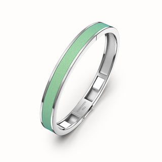 Palm Tree Green Edge Bangle - Sterling Silver