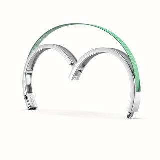 Palm Tree Green Edge Bangle - Sterling Silver