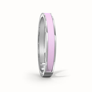 Frangipani Pink Edge Bangle - Sterling Silver