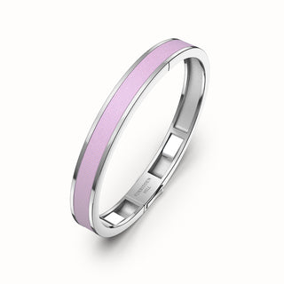 Frangipani Pink Edge Bangle - Sterling Silver