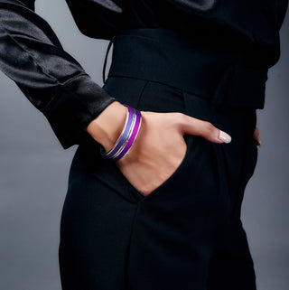 Midnight Blue Edge Bangle - Sterling Silver