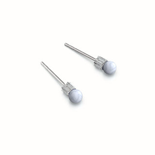 Small Stud Earrings Gemstone - Blue Agate